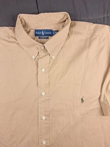 Polo Ralph Lauren Men's Classic Fit Short Sleeve Button Down Shirt Size 2XB Tan  - Picture 1 of 10