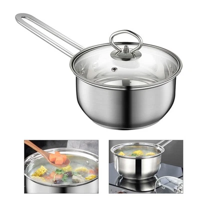  Padella Con Coperchio Pentola Spaghetti Il Latte in Acciaio Inox Zuppa - Immagine 1 di 4