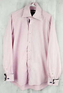 Rosa gestreiftes Langarmhemd für Herren hergestellt im Sultanat Oman 100 % Baumwolle Large - Bild 1 von 10