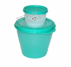 Juego de almuerzo Tupperware 2 piezas - Tazón de relleno de 3 tazas y taza de bocadillo de 4 oz - verde azulado - Imagen 1 de 2