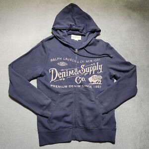 Denim & Supply Ralph Lauren Hoodie Men's Medium Purple Full Zip Letter Graphic 