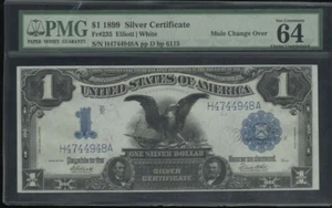 US 1899 $1 Black Eagle Silver Certificate Elliott/White FR 235 PMG 64 EPQ (948) - Picture 1 of 2
