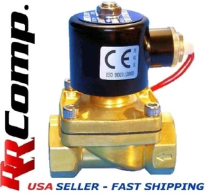 1-1/2" NPT 110/120 AC Brass Electric Solenoid Valve, Seal: FMK (Viton) - Picture 1 of 4