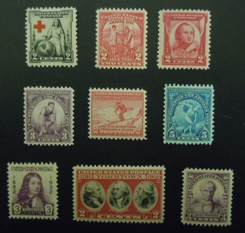 US 1931 1932 year set of 9 stamps MINT VINTAGE POSTAGE STAMPS MNH OG Cover