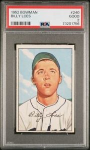 1952 Bowman BILLY LOES Dodgers RC Rookie Baseball Card # 240 Graded PSA 2 Nice