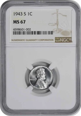 1943-S Steel Lincoln Cent MS67 NGC - Image 1 of 2