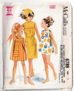 Girls Sports Separates Beach Dress Shorts Pattern McCalls 7472 Size 7 1960's VTG - Picture 1 of 2