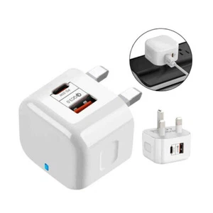 Adattatore di alimentazione da viaggio doppia porta tipo C 20W PD spina da parete veloce QC 3.0 UK - Foto 1 di 8