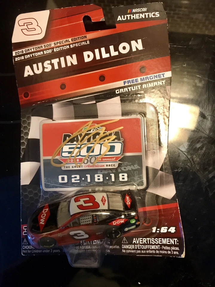 Daytona 500 2018 Austin Dillon Dow Chemical 1/64 Autógrafo firmado Authentics Foto 1 de 1