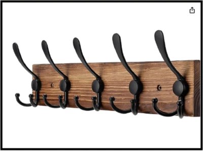 Kuhome Coat Rack Wall Mount Wooden Hat Rack for Wall Hooks Pine Real Wood Plank