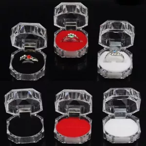 Plastic Clear Crystal Jewelry Ring Display Storage Boxes - Picture 1 of 11