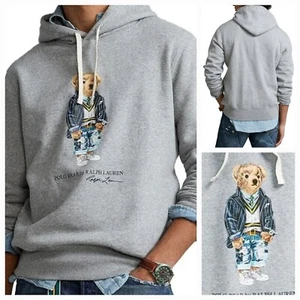 Polo Ralph Lauren Men’s Bear Hoodie Gray Pullover Big & Tall Sweatshirt NWT - Picture 1 of 8