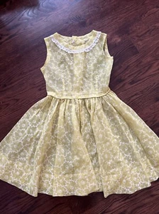 VTG 1950s or 1960s Homemade Girls Dress -- Yellow Flower Floral Pattern - Picture 1 of 22