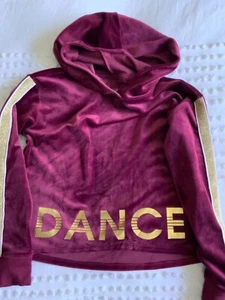 Justice DANCE glitter Velvet hoodie top EUC Sz 10 youth NWOT mint nh - Picture 1 of 5