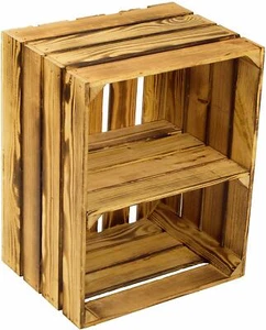  Large Wooden Burnt Crate Apple Box Storage Display Unit With Shelf Vintage - Picture 1 of 5