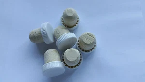 Plastic Wine Bottle Corks / Stoppers - White - Pack Of 6 (Flanged) - Picture 1 of 3