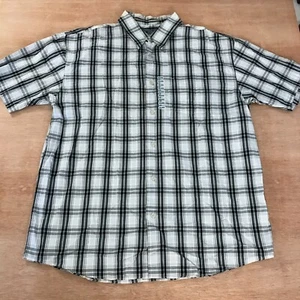 Woody's Retro Lounge Shirt Men XXL Black White Plaid Button Up Pocket Collared - Picture 1 of 14