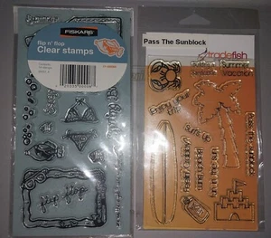 LOT OF 2 Beach Silicone Clear Stamps Scrapbooking Crafts  - Picture 1 of 2