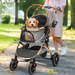 3-in-1 Pet Stroller Cat Dog Cage Stroller Travel Folding Carrier 4 Wheels - Picture 1 of 17