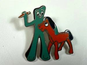Prendedor de solapa esmaltado cloisonné GUMBY & POKEY vintage años 80 - Imagen 1 de 3