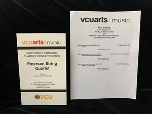 EMERSON QUARTET - Program Oct 2022 - RETIREMENT TOUR w/ masterclass program VA - Picture 1 of 2