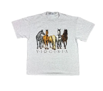 Vintage Virginia T Shirt Horses Nature Wildlife Animal Graphic size Large Y2K - Image 1 of 4