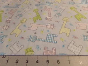 28"  X 42"  VINTAGE  FLANNEL COLORFUL GRAFFIES / LIGHT BLUE FLANNEL COTTON #1516 - Picture 1 of 3