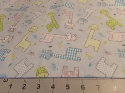 28"  X 42"  VINTAGE  FLANNEL COLORFUL GRAFFIES / LIGHT BLUE FLANNEL COTTON #1516 - Image 1 of 3