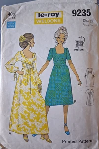 Le-Roy pattern 9235 1960s dress long or short lengths size 12 CUT - Picture 1 of 2
