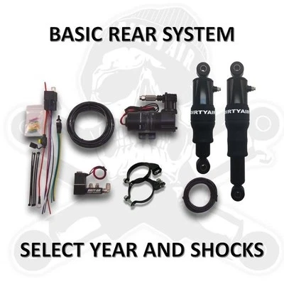 Dirty Air Rear Basic Bagger Air Ride Rear Suspension Shock Kit Harley FLH 14-24 - Image 1 of 2