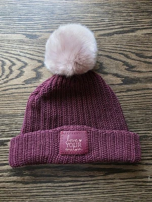 Love Your Melon Burgandy Maroon Beanie Hat with Soft Natural Pom Pom One Size - Image 1 of 2