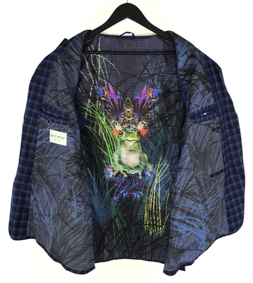 Blazer de lana y seda ETRO para hombre estampado animal azul oscuro a cuadros abrigo deportivo chaqueta 54 Foto 1 de 4