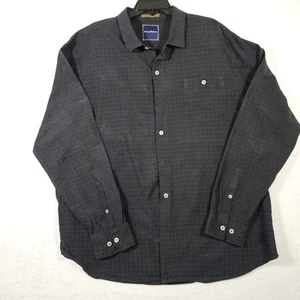 Tommy Bahama Button Down Shirt Mens Size 2XL Black Silk Cotton Blend Pocket  - Picture 1 of 9