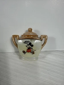 Vintage 1930s Disney Mickey Mouse peach luster child's tea set ~ Sugar Cup & Lid - Picture 1 of 9