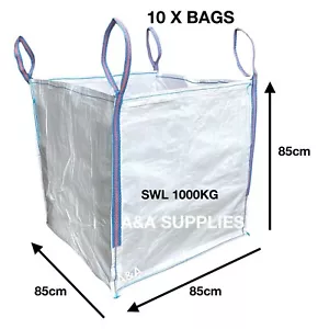 ✅ 10 x TONNE BUILDERS BAGS HEAVY DUTY RUBBLE BULK DUMPY GARDEN WASTE SACKS JUMBO - Picture 1 of 4