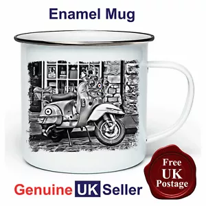Mod Vespa Scooter Mug,11oz Enamel Mod Vespa Scooter Camping Mug - Picture 1 of 1