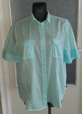 Jacques Britt Mujer Turquesa Camisa Informal Manga Corta Talla 48 - Imagen 1 de 4