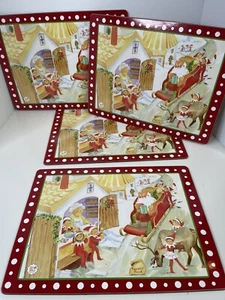 Pottery Barn Kids Elf on Shelf Christmas Santa Placemats Cork Back Set of 4 2013 - Picture 1 of 11