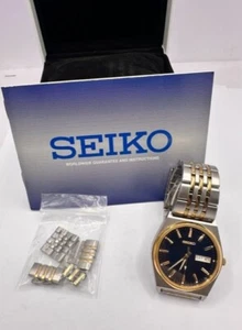 Reloj de pulsera Seiko para hombre esfera negra pulsera de acero inoxidable - Imagen 1 de 3