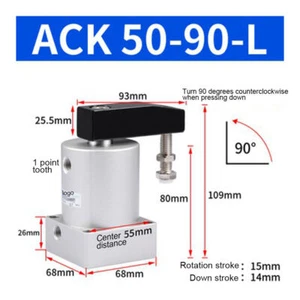ACK50-90-L Rotating Clamping Cylinder Pneumatic Swing Rotary 90 Degree ACK50*90L - Picture 1 of 9