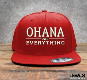 OHANA OVER EVERYTHING 3D SNAPBACK BASEBALL CAP HAWAII 808 ISLAND FAMILY - Picture 1 of 9