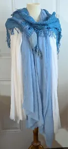 3 Stück transparente leichte & gewebte Damenschals Mixit + Glentex blau weiß - Bild 1 von 4
