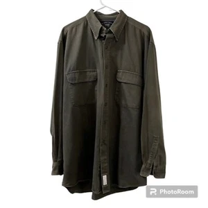 Camisa de manga larga con botones de sarga verde militar Abercrombie & Fitch para hombre talla grande - Imagen 1 de 10
