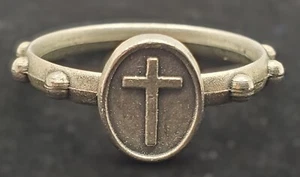 Anillo de banda cruzada de tono plateado vintage - talla 11 - Imagen 1 de 12