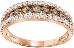 2Ct Round Lab Created Chocolate Brown Diamond Eternity Band 14K Rose Gold Plated - Picture 1 of 4