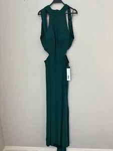 Nuevo con etiquetas Vestido de Noche Ieena Mac Duggal Verde Sin Mangas Cuello Capucha 26118 Talla 12 - Imagen 1 de 9