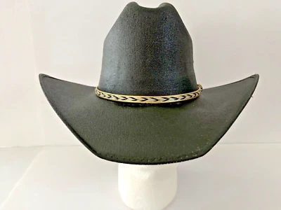 Sombrero vaquero vaquero negro para niños ajuste elástico paja dura occidental talla única Foto 1 de 4