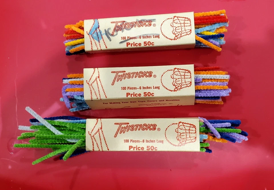 3 Vintage Packages TWISTICKS Chenille Multi Colored PIpe Cleaners In Sleeve - Image 1 of 4