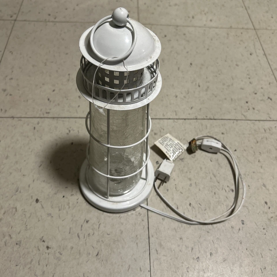 FUNCIONANDO Vidrio Metal Lámpara Luz Faro Blanco Cabecera Playa Decoración Noche Océano Foto 1 de 2