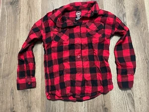 Wonder Nation Shirt, Girl's Size XS, Red Black, Plaid, Button Up, Long Sleeve - Picture 1 of 11